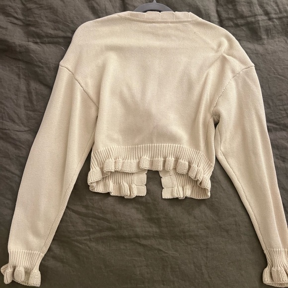 Tularosa Cream Ruffle Cardigan - Picture 3 of 4